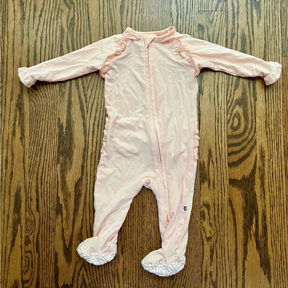 Soft Pink Kids Footie with Ruffles